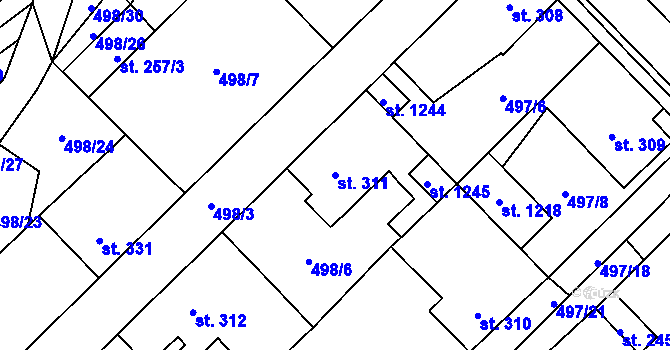 Parcela st. 311 v KÚ Chotěšov, Katastrální mapa