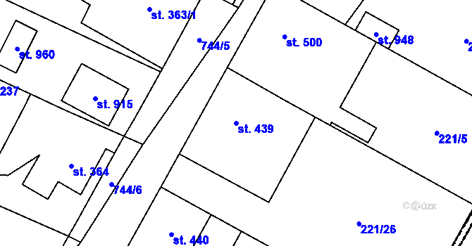 Parcela st. 439 v KÚ Chotěšov, Katastrální mapa