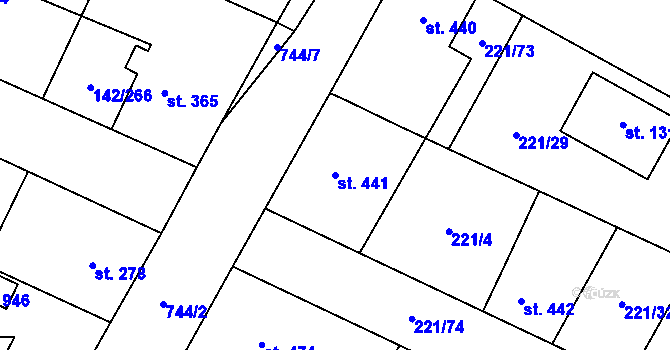 Parcela st. 441 v KÚ Chotěšov, Katastrální mapa