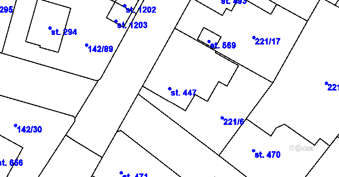 Parcela st. 447 v KÚ Chotěšov, Katastrální mapa