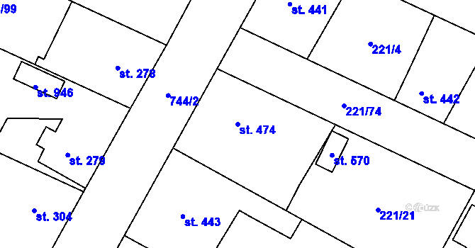 Parcela st. 474 v KÚ Chotěšov, Katastrální mapa