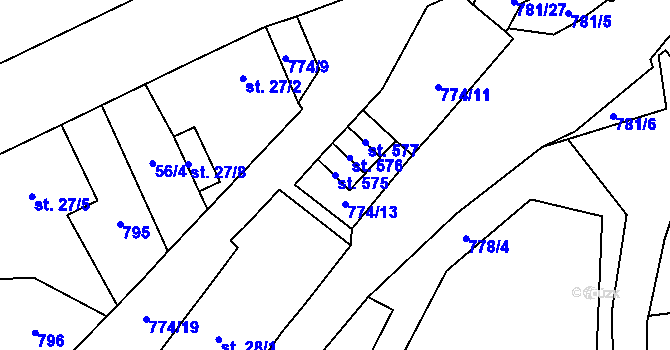 Parcela st. 575 v KÚ Chotěšov, Katastrální mapa