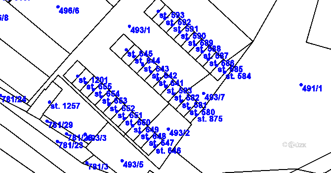 Parcela st. 583 v KÚ Chotěšov, Katastrální mapa