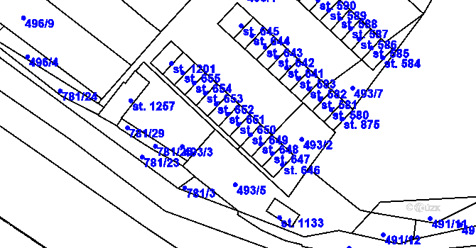 Parcela st. 650 v KÚ Chotěšov, Katastrální mapa