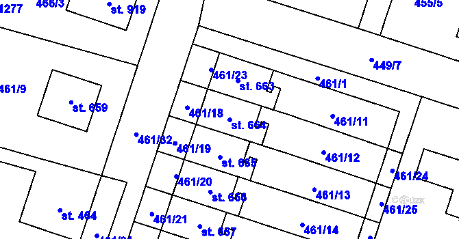 Parcela st. 664 v KÚ Chotěšov, Katastrální mapa