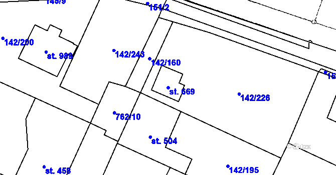 Parcela st. 669 v KÚ Chotěšov, Katastrální mapa