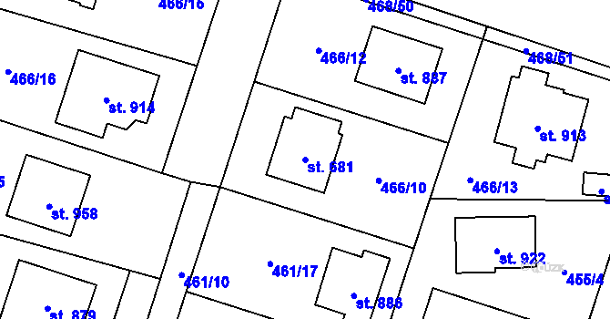 Parcela st. 681 v KÚ Chotěšov, Katastrální mapa