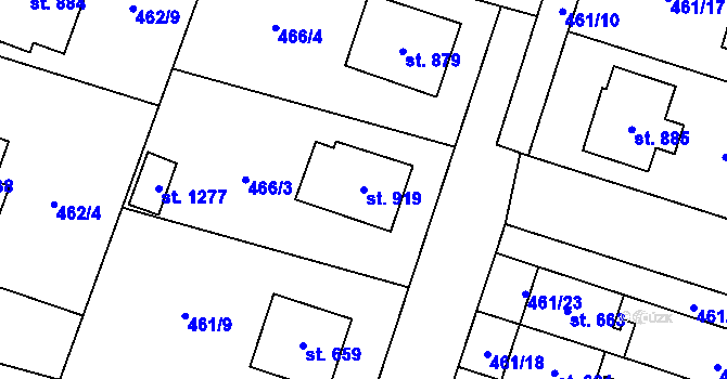Parcela st. 919 v KÚ Chotěšov, Katastrální mapa