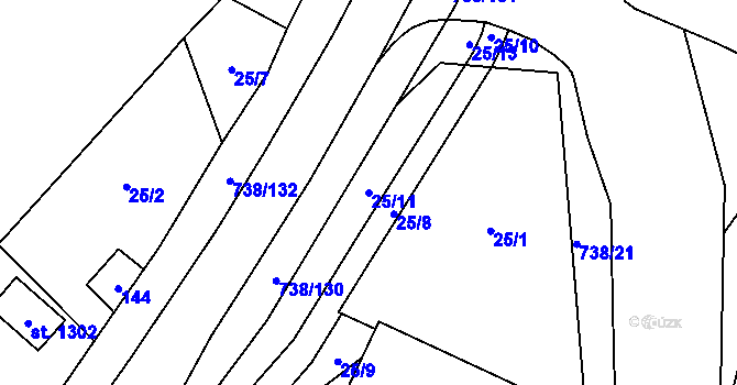 Parcela st. 25/11 v KÚ Chotěšov, Katastrální mapa