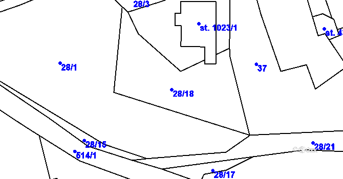 Parcela st. 28/18 v KÚ Chotěšov, Katastrální mapa