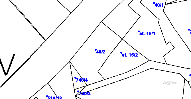 Parcela st. 40/2 v KÚ Chotěšov, Katastrální mapa