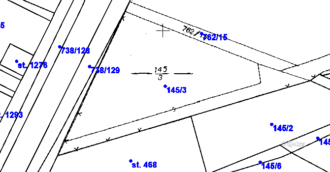 Parcela st. 145/3 v KÚ Chotěšov, Katastrální mapa