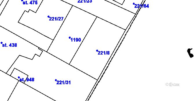 Parcela st. 221/8 v KÚ Chotěšov, Katastrální mapa