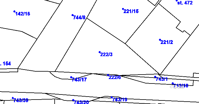 Parcela st. 222/3 v KÚ Chotěšov, Katastrální mapa