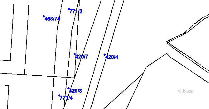 Parcela st. 420/4 v KÚ Chotěšov, Katastrální mapa