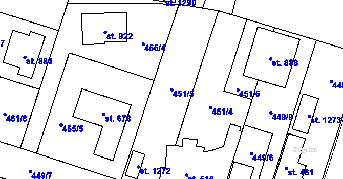 Parcela st. 451/5 v KÚ Chotěšov, Katastrální mapa