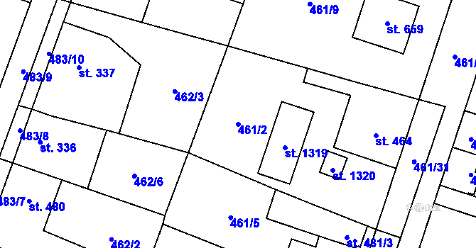 Parcela st. 461/2 v KÚ Chotěšov, Katastrální mapa