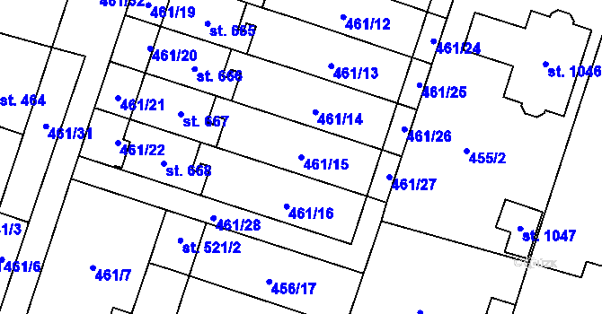 Parcela st. 461/15 v KÚ Chotěšov, Katastrální mapa