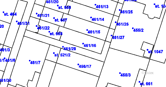 Parcela st. 461/16 v KÚ Chotěšov, Katastrální mapa