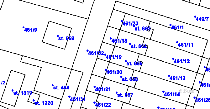Parcela st. 461/19 v KÚ Chotěšov, Katastrální mapa