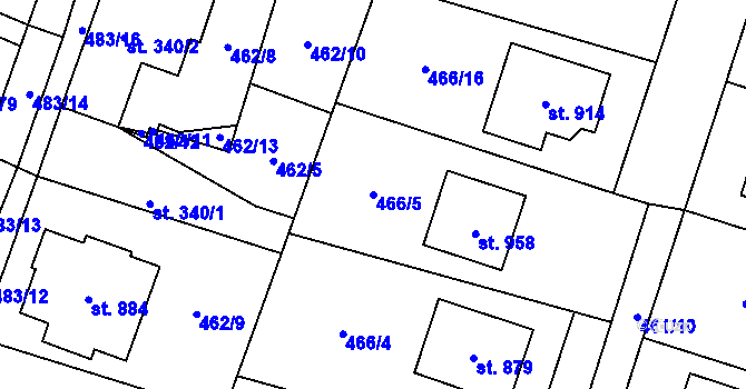 Parcela st. 466/5 v KÚ Chotěšov, Katastrální mapa