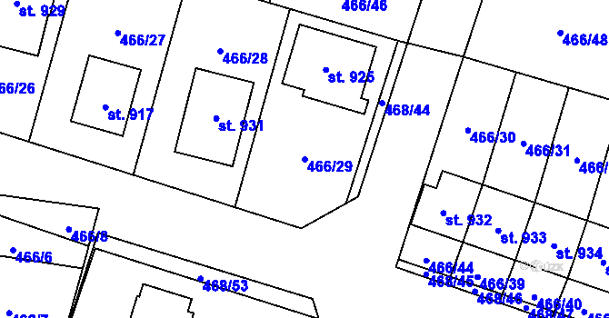 Parcela st. 466/29 v KÚ Chotěšov, Katastrální mapa