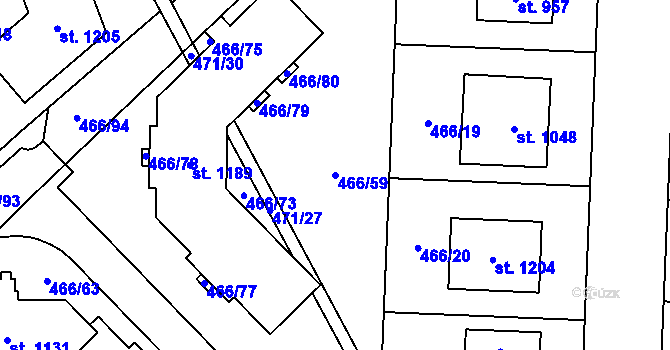 Parcela st. 466/59 v KÚ Chotěšov, Katastrální mapa