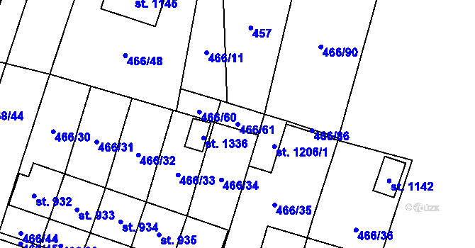 Parcela st. 466/61 v KÚ Chotěšov, Katastrální mapa
