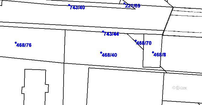 Parcela st. 468/40 v KÚ Chotěšov, Katastrální mapa