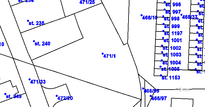 Parcela st. 471/1 v KÚ Chotěšov, Katastrální mapa