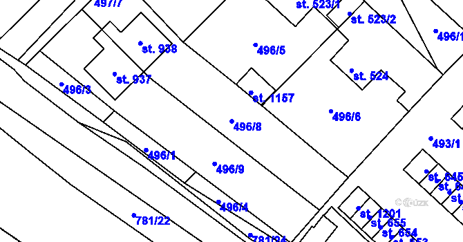 Parcela st. 496/8 v KÚ Chotěšov, Katastrální mapa