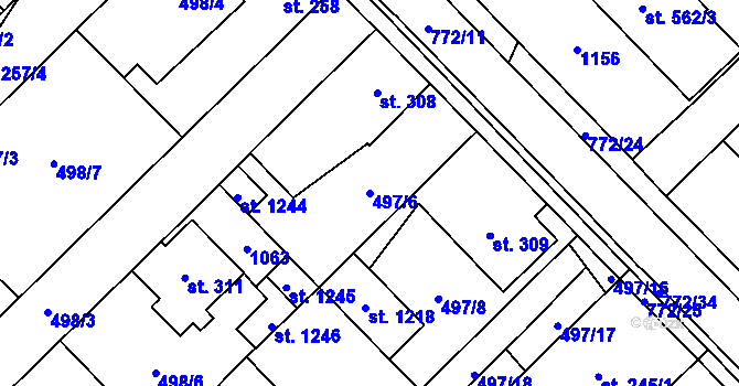 Parcela st. 497/6 v KÚ Chotěšov, Katastrální mapa