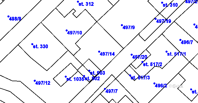 Parcela st. 497/14 v KÚ Chotěšov, Katastrální mapa