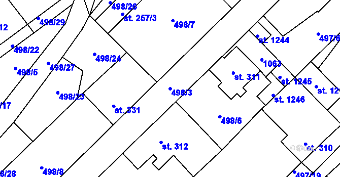 Parcela st. 498/3 v KÚ Chotěšov, Katastrální mapa