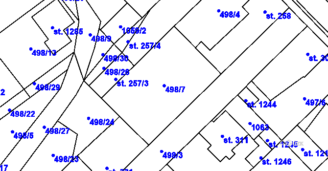 Parcela st. 498/7 v KÚ Chotěšov, Katastrální mapa