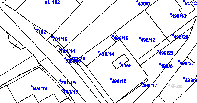Parcela st. 498/14 v KÚ Chotěšov, Katastrální mapa