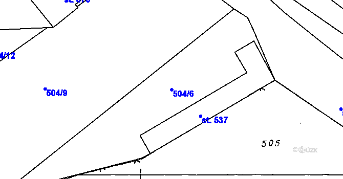 Parcela st. 504/6 v KÚ Chotěšov, Katastrální mapa