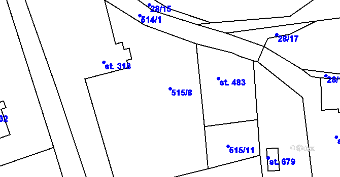 Parcela st. 515/8 v KÚ Chotěšov, Katastrální mapa