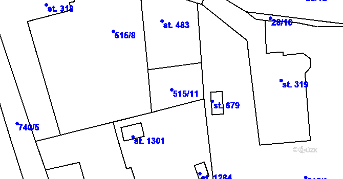 Parcela st. 515/11 v KÚ Chotěšov, Katastrální mapa