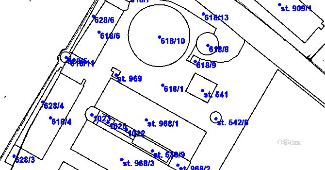 Parcela st. 618/1 v KÚ Chotěšov, Katastrální mapa