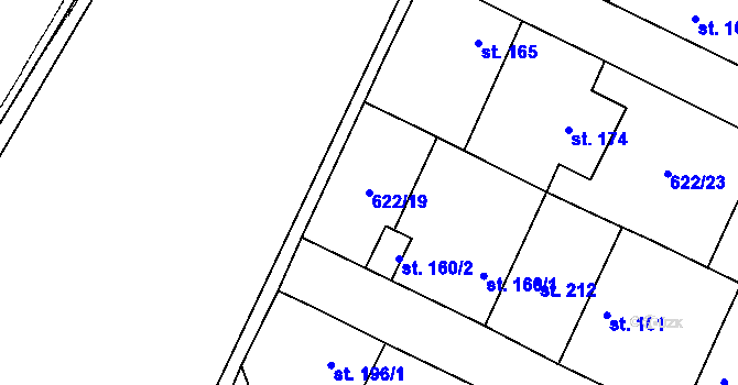 Parcela st. 622/19 v KÚ Chotěšov, Katastrální mapa