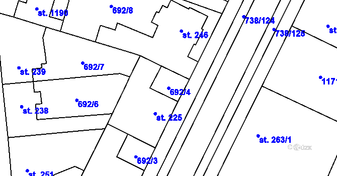 Parcela st. 692/4 v KÚ Chotěšov, Katastrální mapa