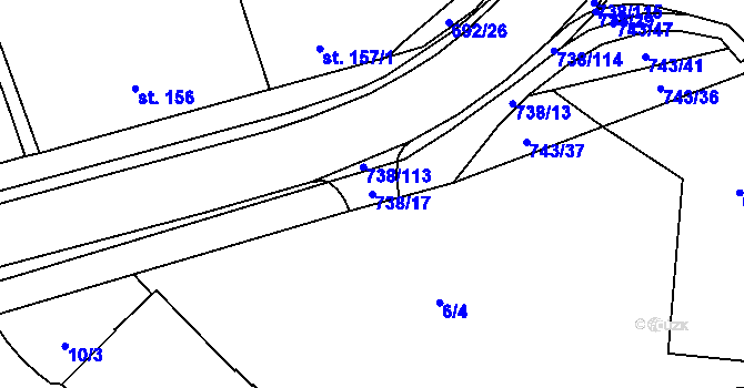 Parcela st. 738/17 v KÚ Chotěšov, Katastrální mapa
