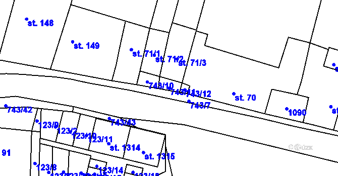 Parcela st. 743/11 v KÚ Chotěšov, Katastrální mapa