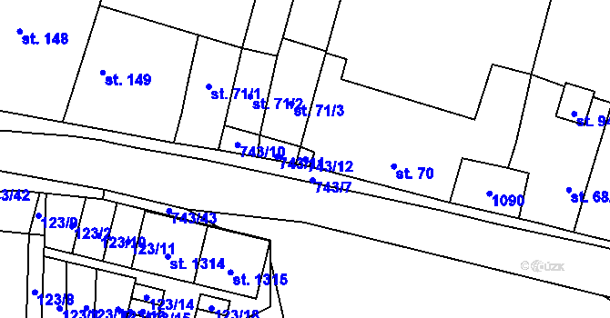 Parcela st. 743/12 v KÚ Chotěšov, Katastrální mapa