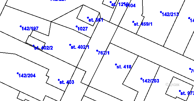 Parcela st. 762/1 v KÚ Chotěšov, Katastrální mapa
