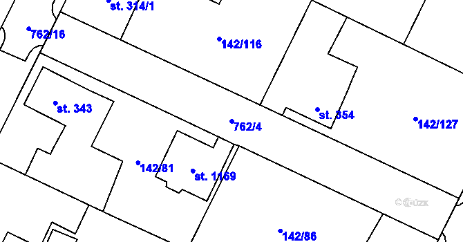 Parcela st. 762/4 v KÚ Chotěšov, Katastrální mapa