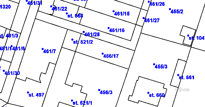 Parcela st. 456/17 v KÚ Chotěšov, Katastrální mapa
