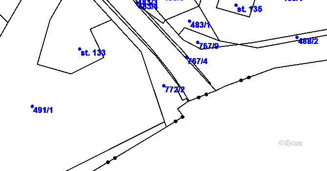 Parcela st. 772/2 v KÚ Chotěšov, Katastrální mapa