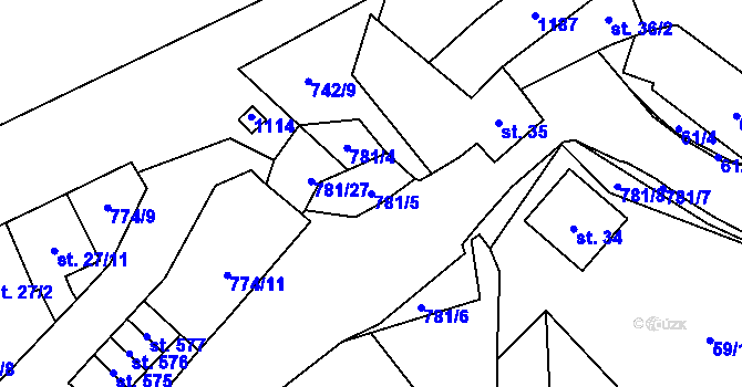 Parcela st. 781/5 v KÚ Chotěšov, Katastrální mapa